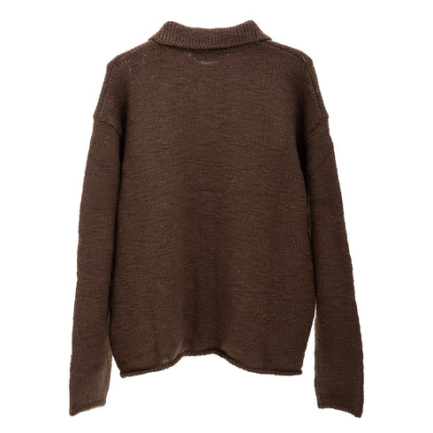 Amomento One Button Collar Knit Brown AMFWM04KN Degli Uberti